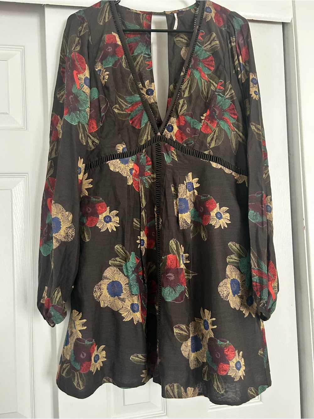 Free People Long Sleeved Mini Dress - Strawberry Fields